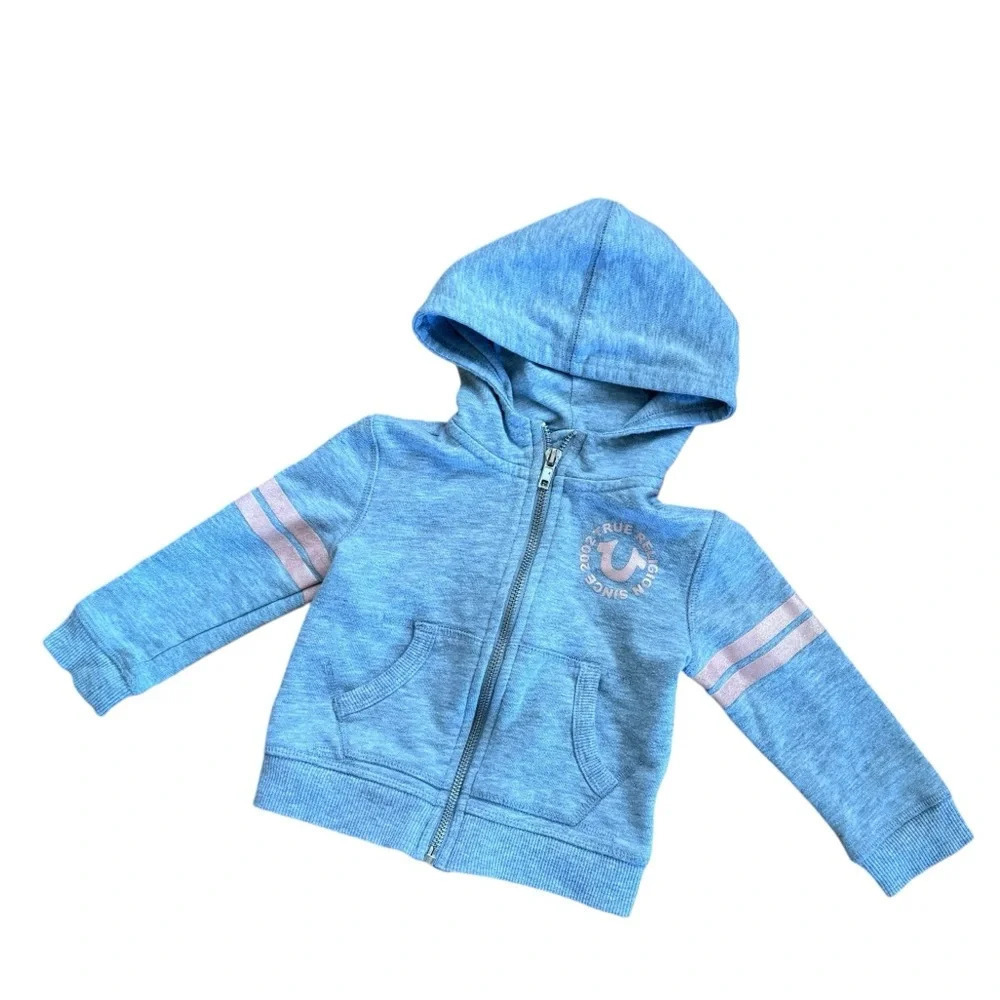 True Religion Baby Girl Gray Hoodie Full Zip Long sleeve Size 18M